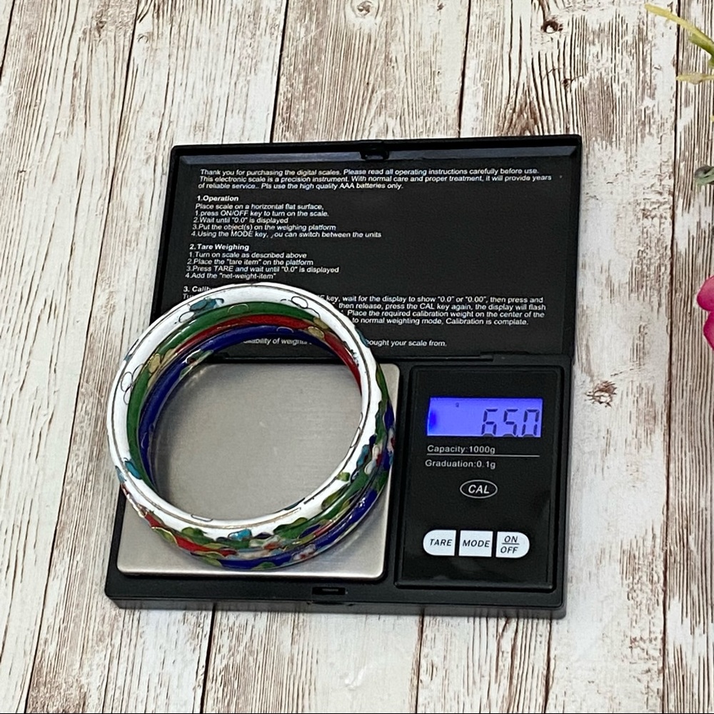 4-Pc Vintage Cloisonne Stackable Bangle Bracelet - image 8